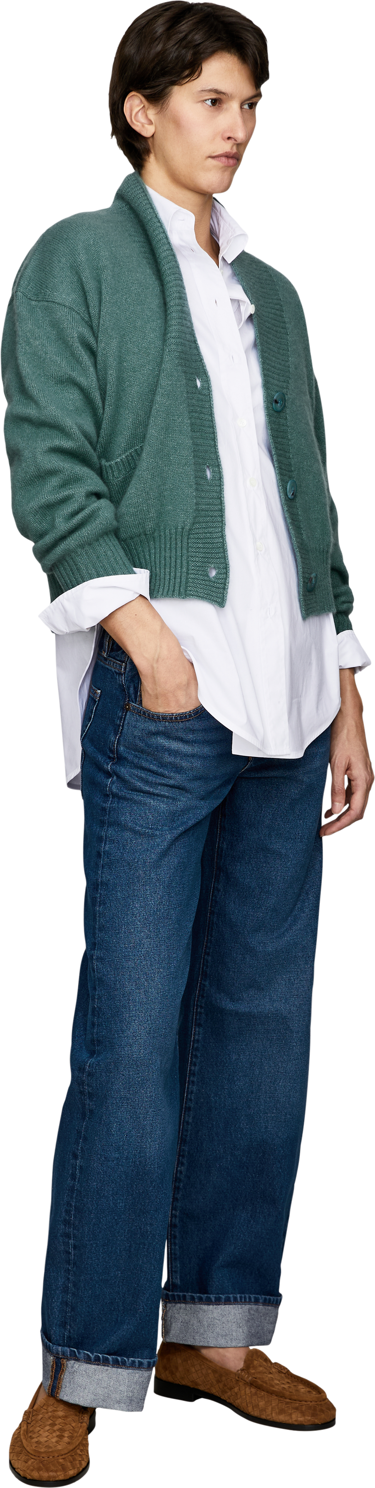 Iris von Arnim 'Kristana' Fern cashmere and silk cardigan, Modelview – UNGER.DE