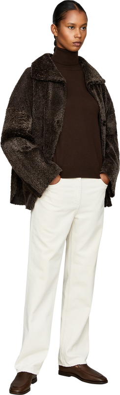 Wendbare Lammfelljacke 'Isabella' Dunkelbraun