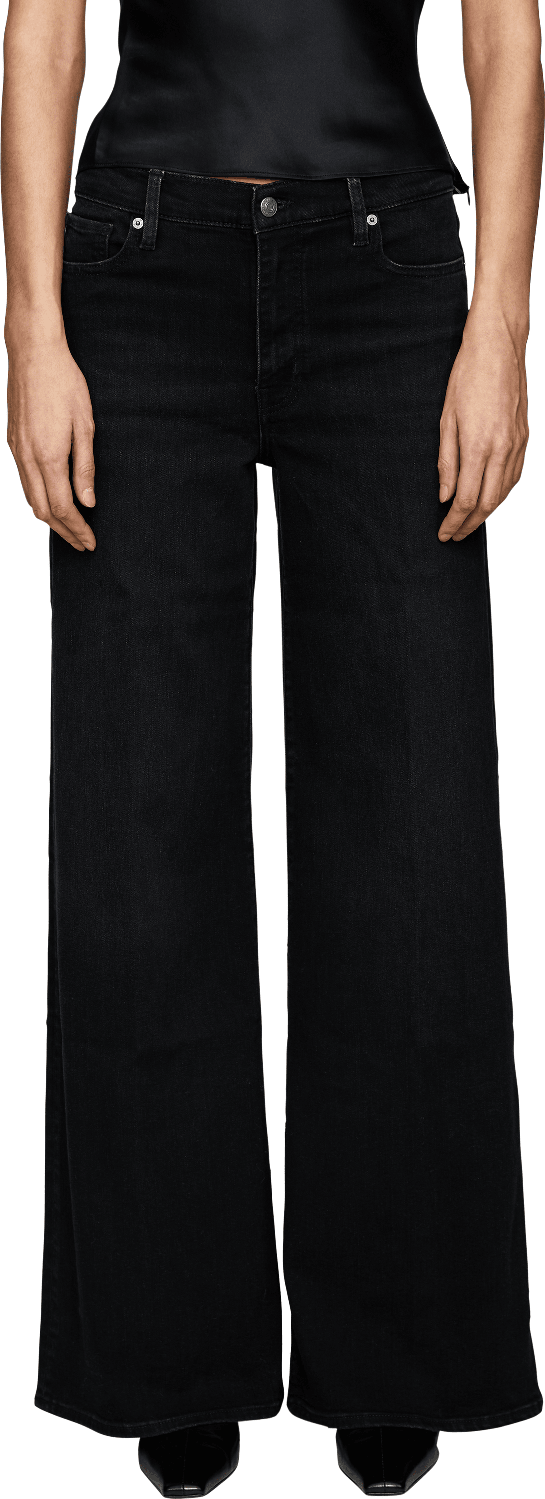 Frame Flared Jeans 'The Palace' Schwarz, Frontansicht – UNGER.DE