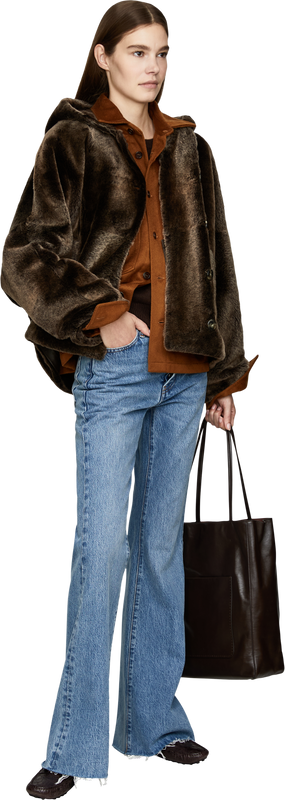 Hooded lambskin jacket brown