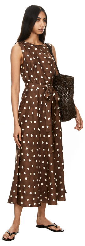 Gepunktetes Seidenkleid 'Martina' Braun