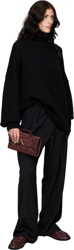 Oversized cashmere jumper with a roll neck – Black