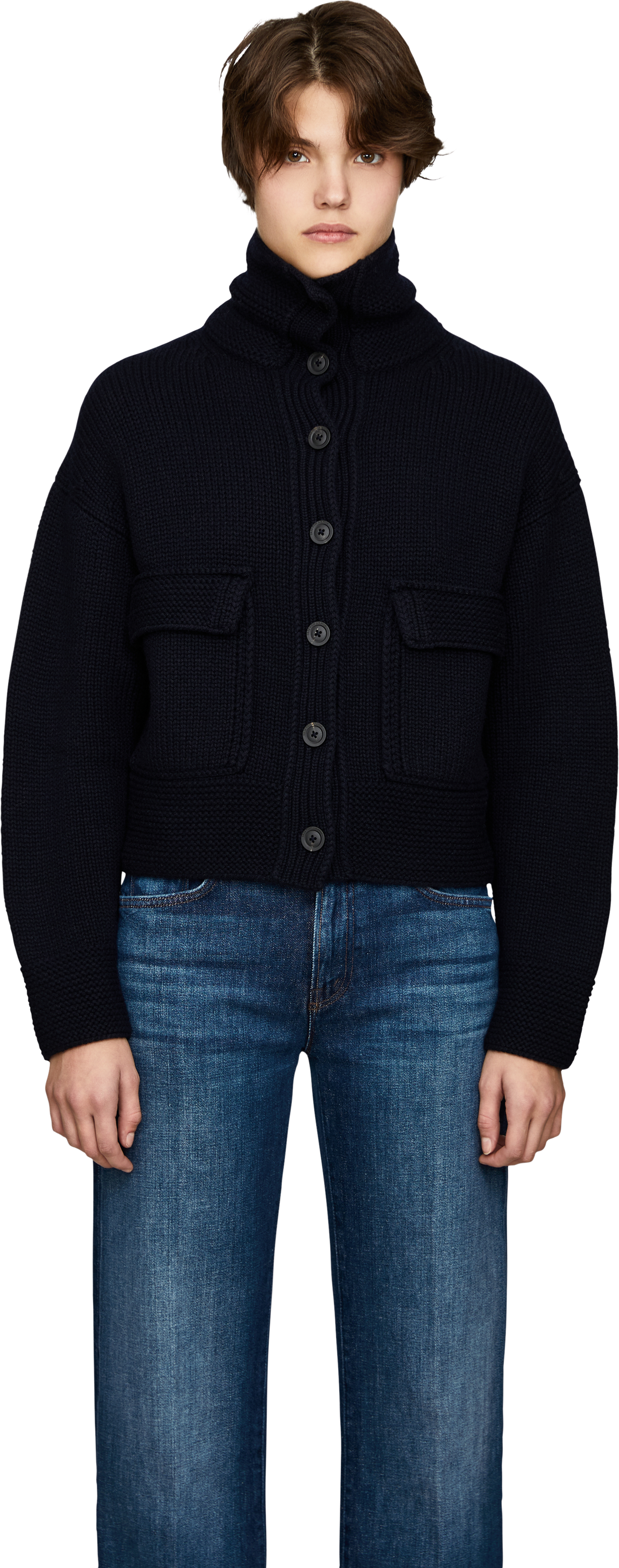 Iris von Arnim Cashmere-Strickjacke 'Pemira' Navy, Front view – UNGER.DE