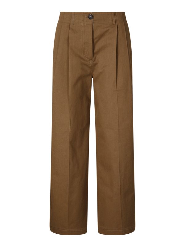 Weite Bundfaltenhose Braun