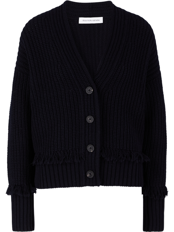 Philipa Fringes’ Navy Cashmere Cardigan