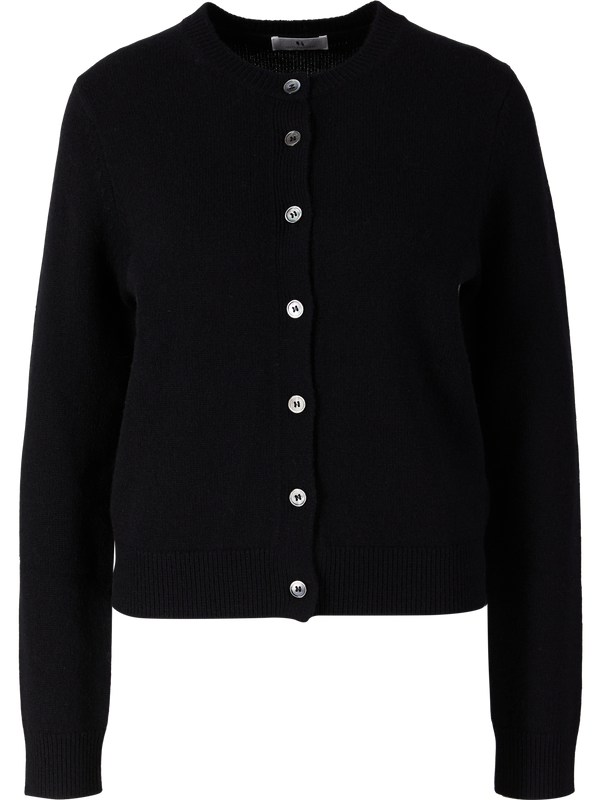 Cropped Cashmere-Strickjacke Black