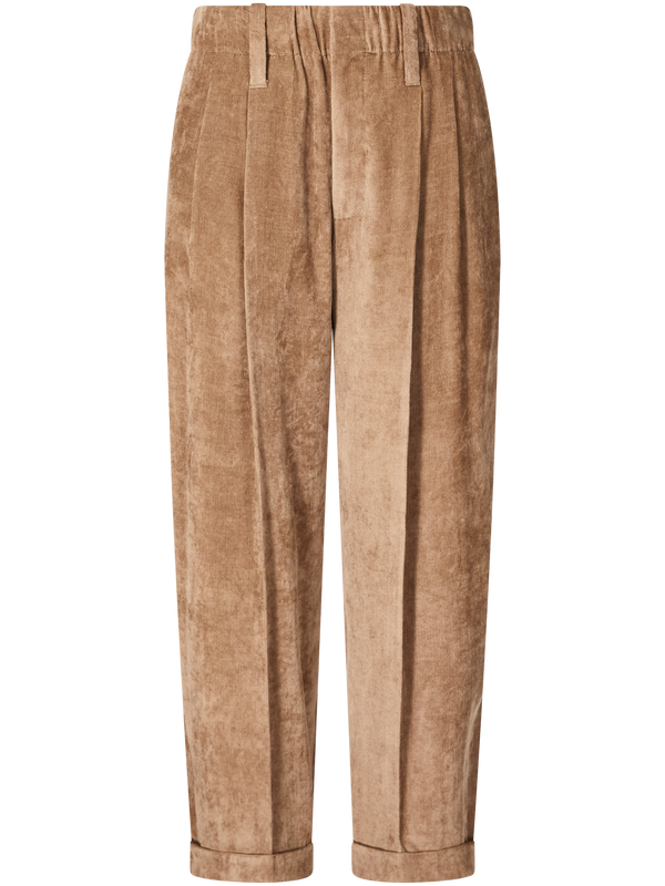 Cordhose mit Monili Perlen Beige