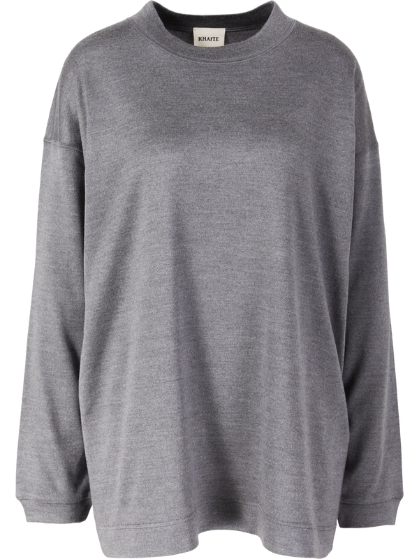 Oversized Langarmshirt 'Dylan' aus Seide Grau