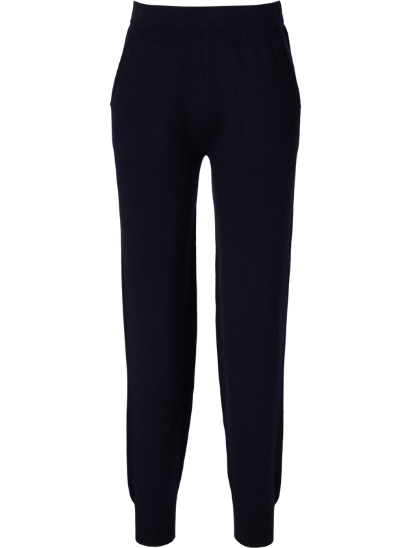 Cashmere knitted trousers navy blue