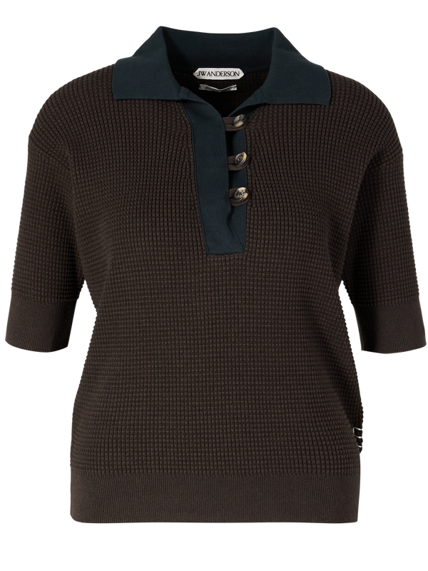 Strickpoloshirt Olivgrün