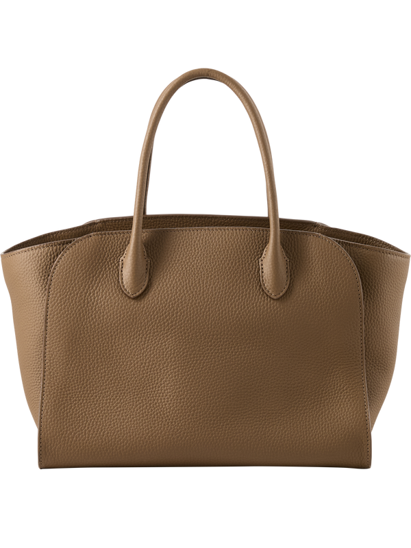 Handtasche 'Marlo 12' aus genarbtem Kalbsleder Beige