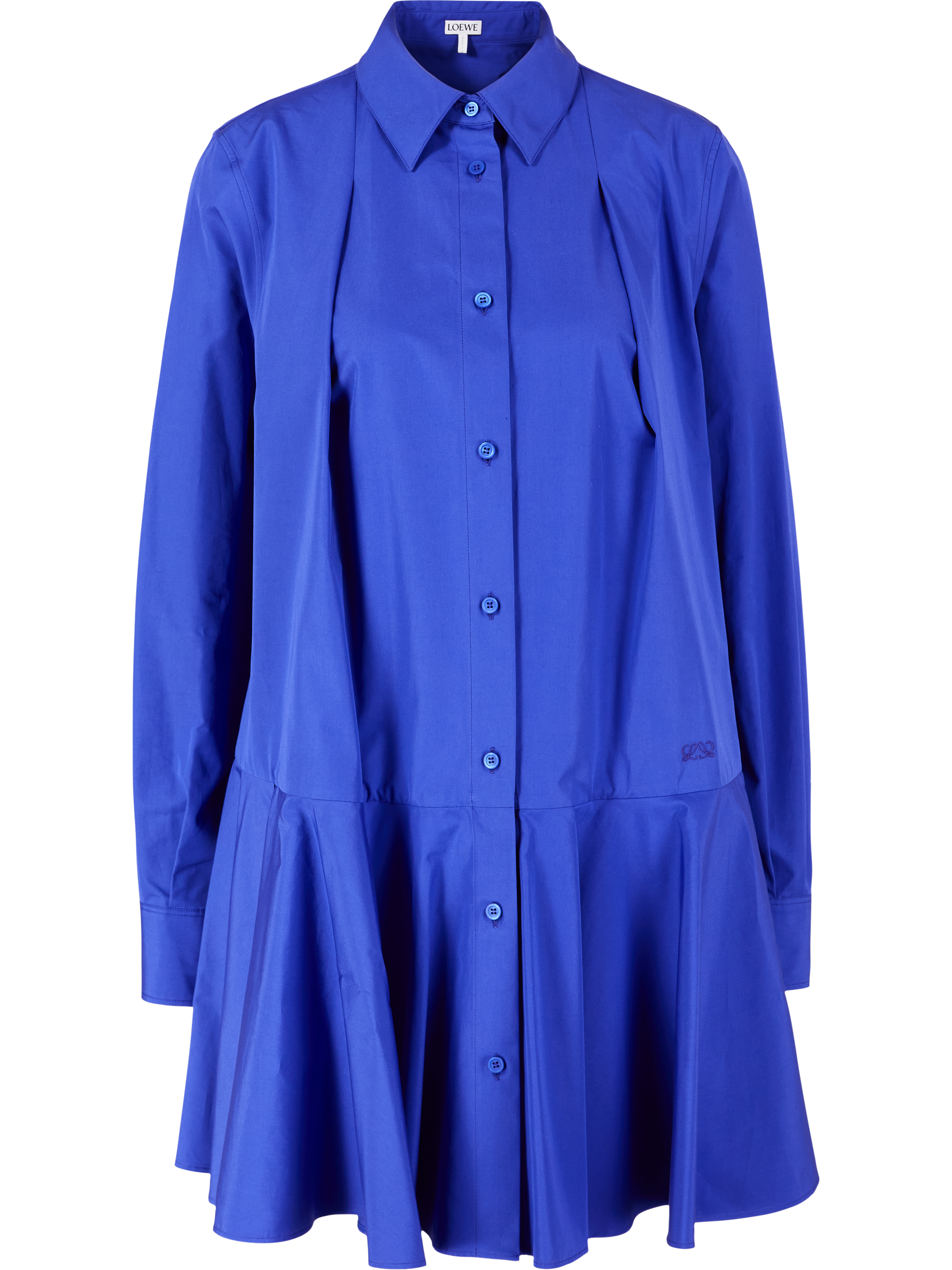 LOEWE Ausgestelltes Hemdkleid mit Logo-Stickerei Blau, Produktansicht – UNGER.DE