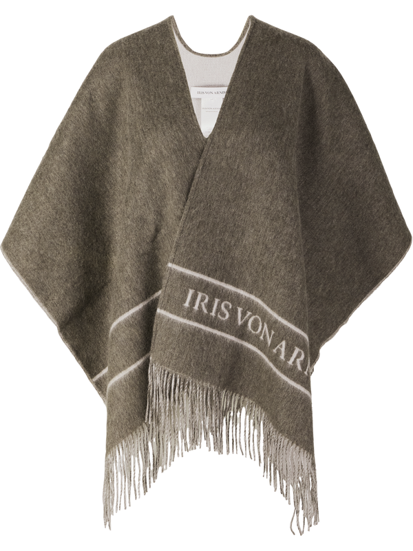 'Lunea' Cashmere Poncho – Taupe/Alabaster