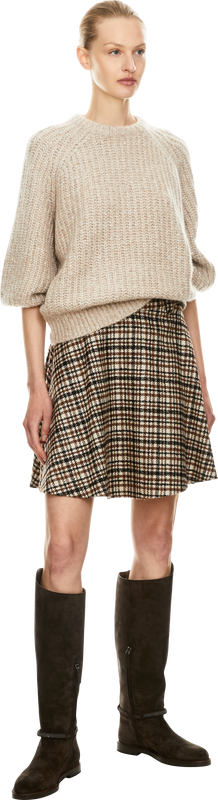 Cashmere-Seidenpullover mit Pailletten Beige