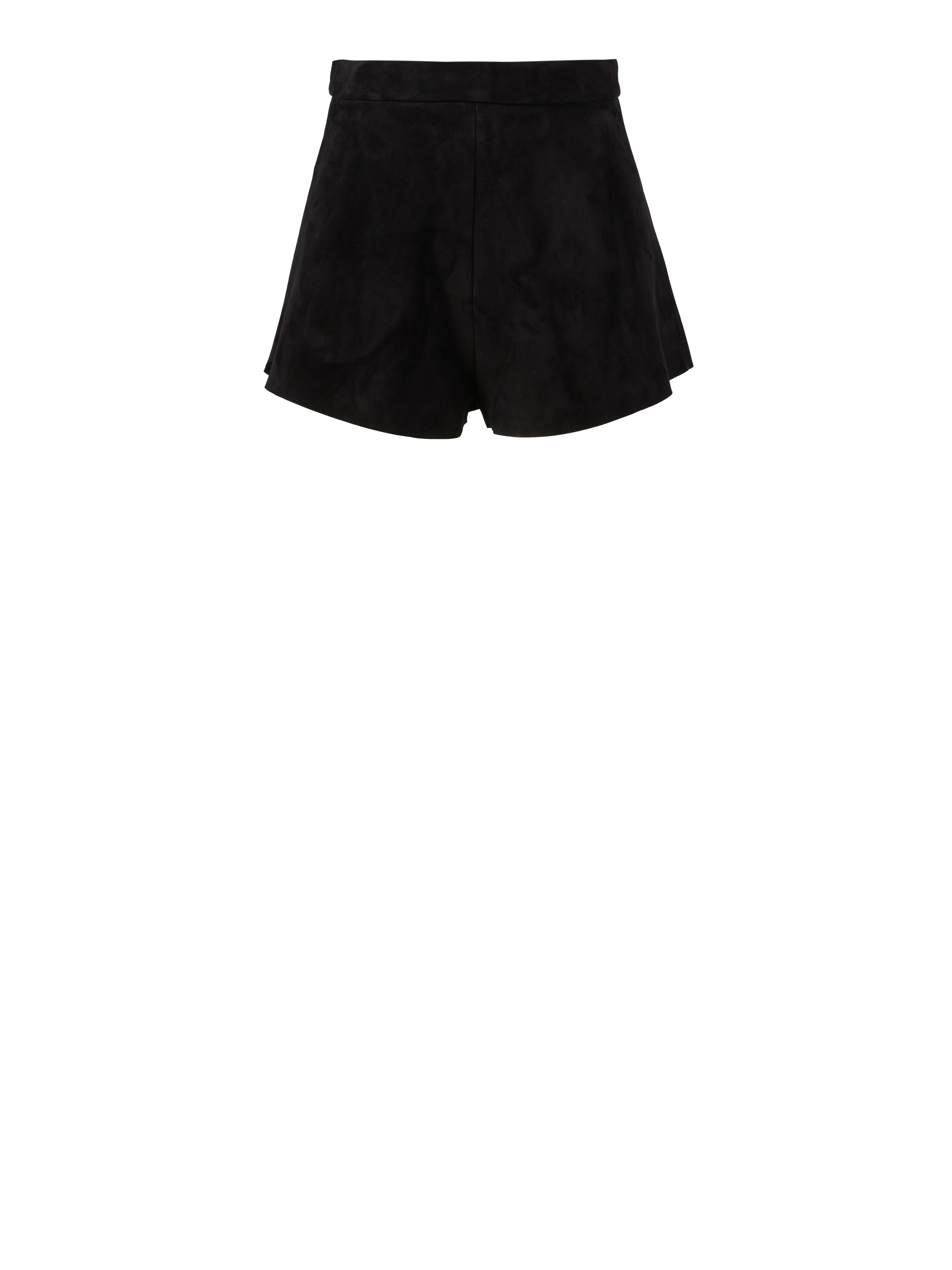 Culotte-Shorts aus Veloursleder Schwarz