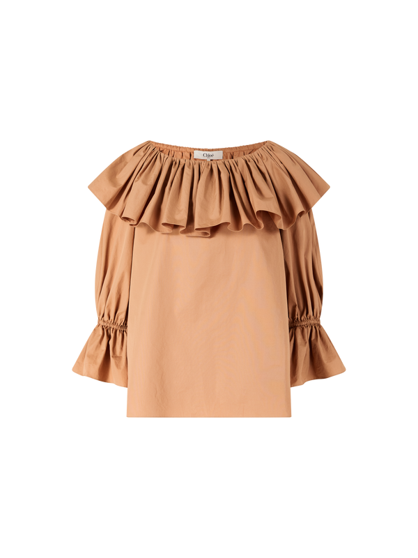 Gerüschte Bluse Braun