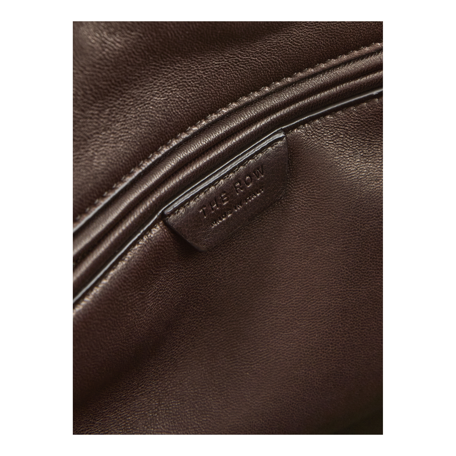 The Row 'Agnes 12' handbag in finely grained calfskin, dark brown, Detail view – UNGER.DE