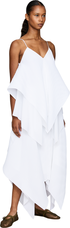 Asymmetrischer Midirock Weiß