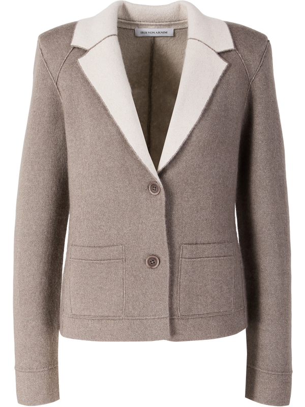 'Davita' Cashmere and Silk Blazer – Taupe/Alabaster
