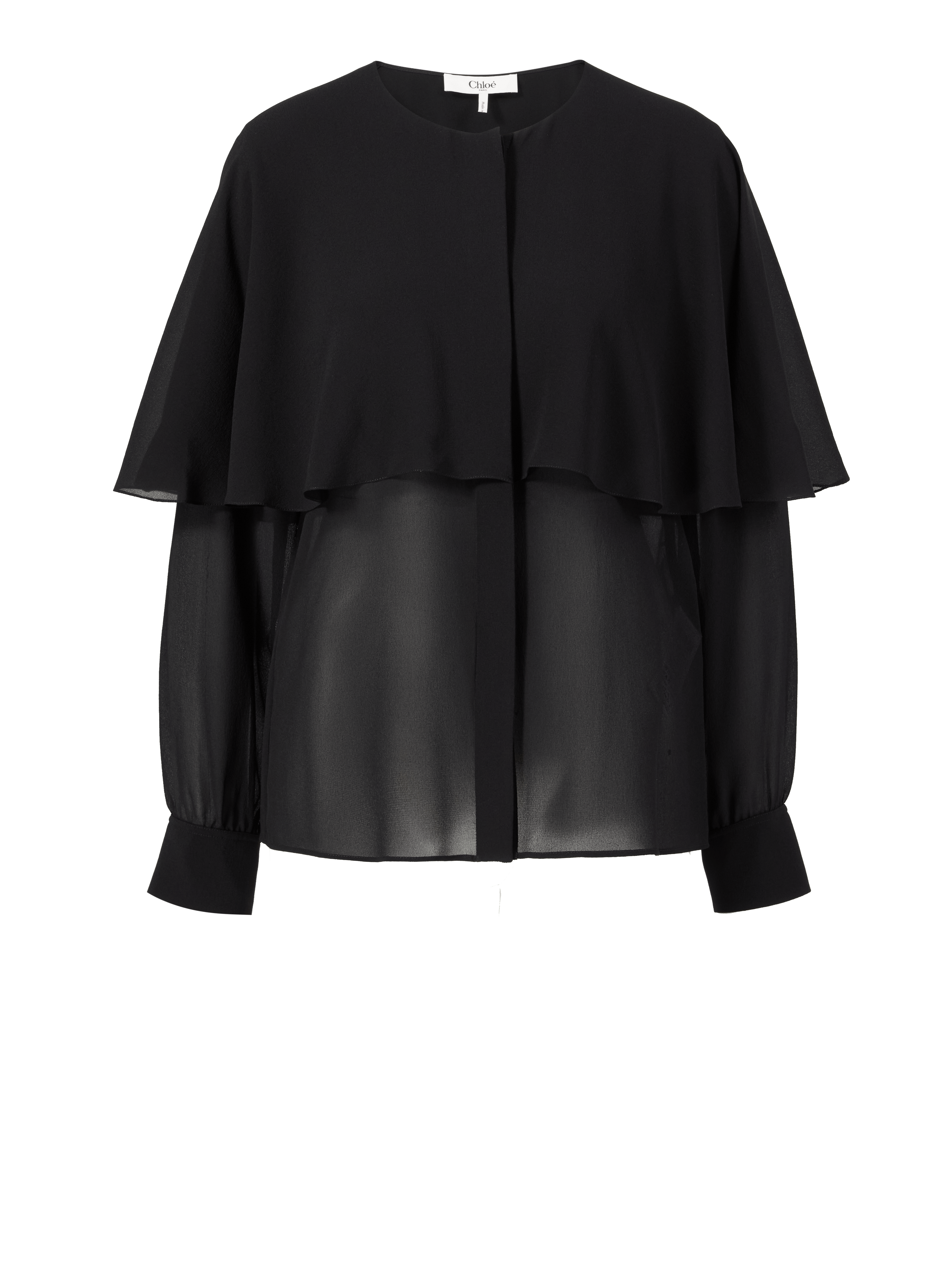 Seidenbluse mit Cape Schwarz