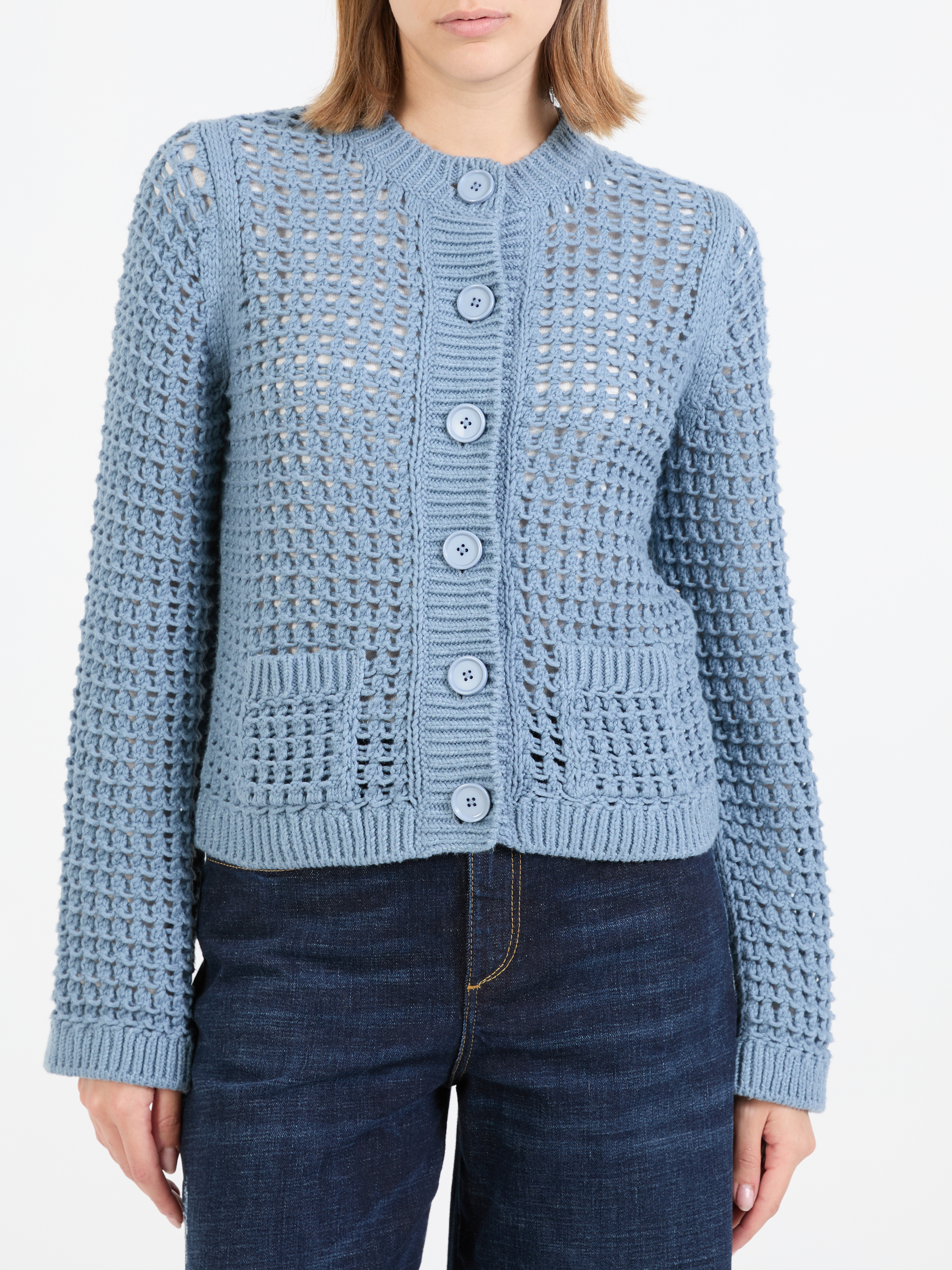 Dorothee Schumacher Light Blue buy Merino Wool Knit Long Sleeve Cardigan Sweater 4