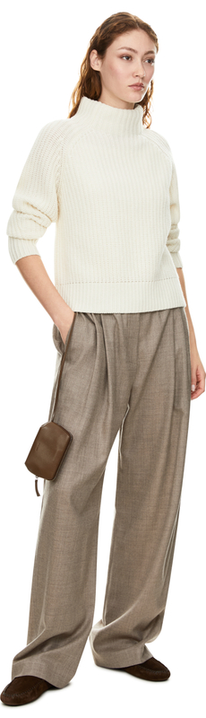 Cashmere-Pullover 'Bardelia' mit Stehkragen Ecru