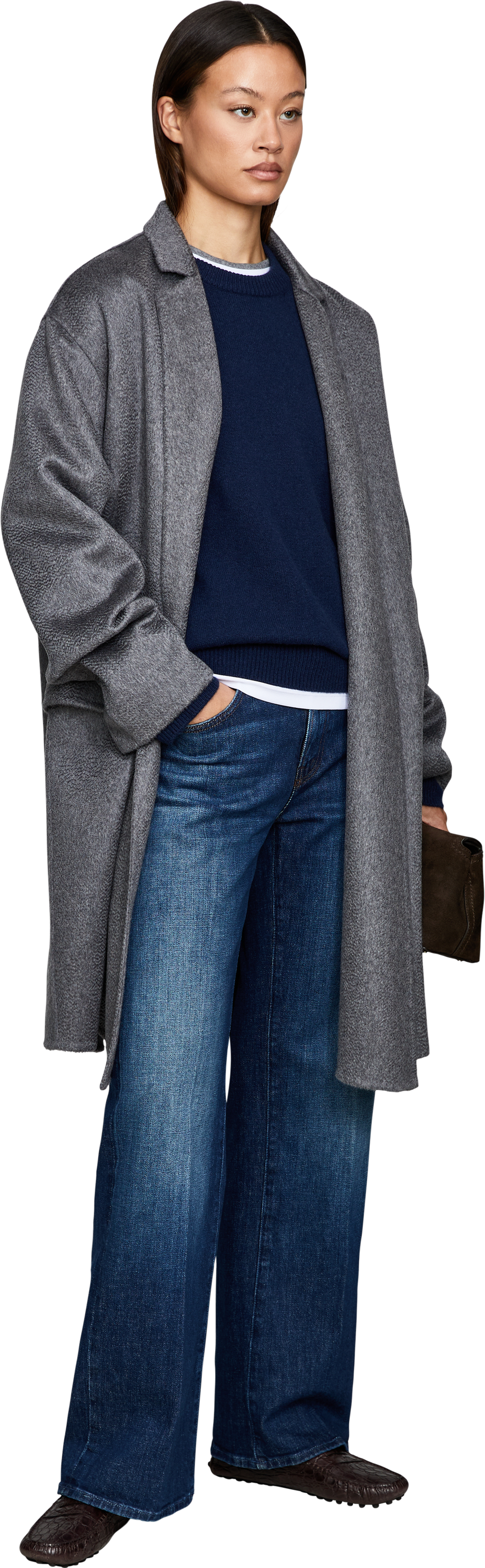 Colombo Cashmere-Mantel Grau, Modelansicht – UNGER.DE