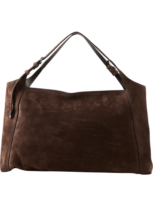 Suede leather shopper bag grey