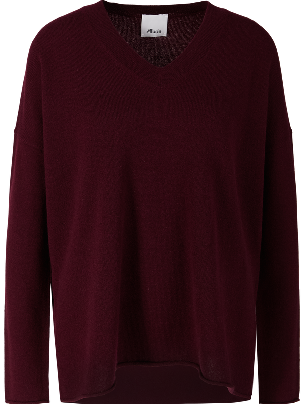 Cashmere-Pullover mit V-Ausschnitt Bordeaux