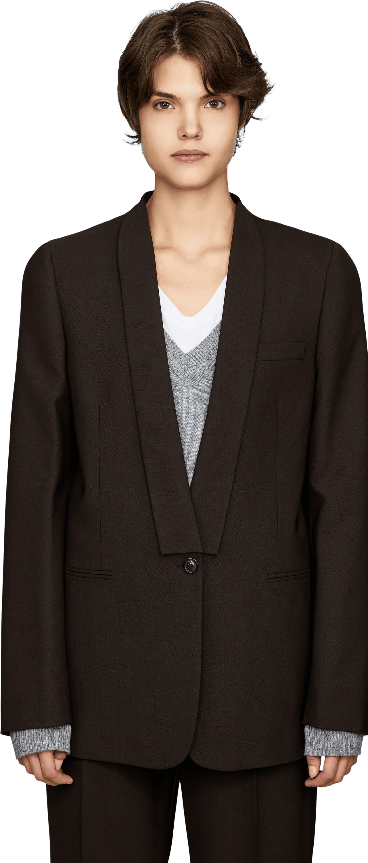 Maison Margiela Dark brown woollen blazer, Front view – UNGER.DE