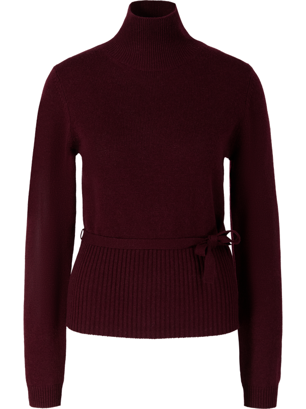 Woll-Cashmere-Pullover mit Stehkragen Bordeaux