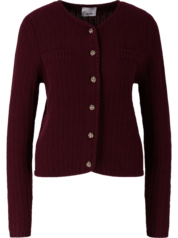 Cashmere-Strickjacke mit goldfarbenen Knöpfen Bordeaux