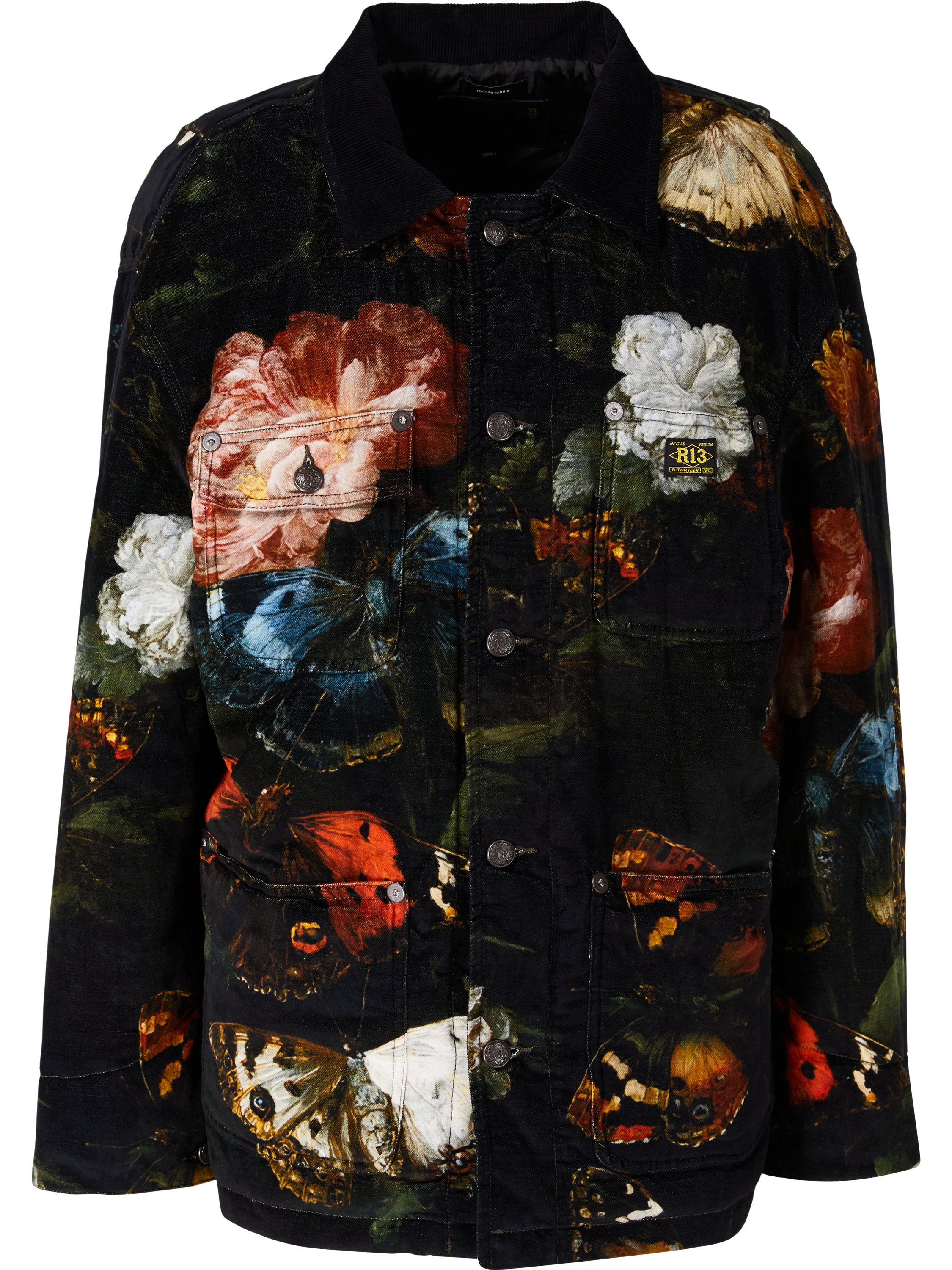 R13 Shirt jacket with a butterfly and floral pattern – black, Product view – UNGER.DE