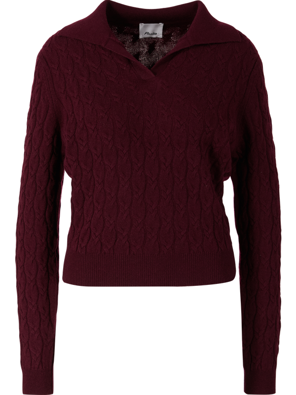 Cashmere jumper with a Serafino collar in Bordeaux
