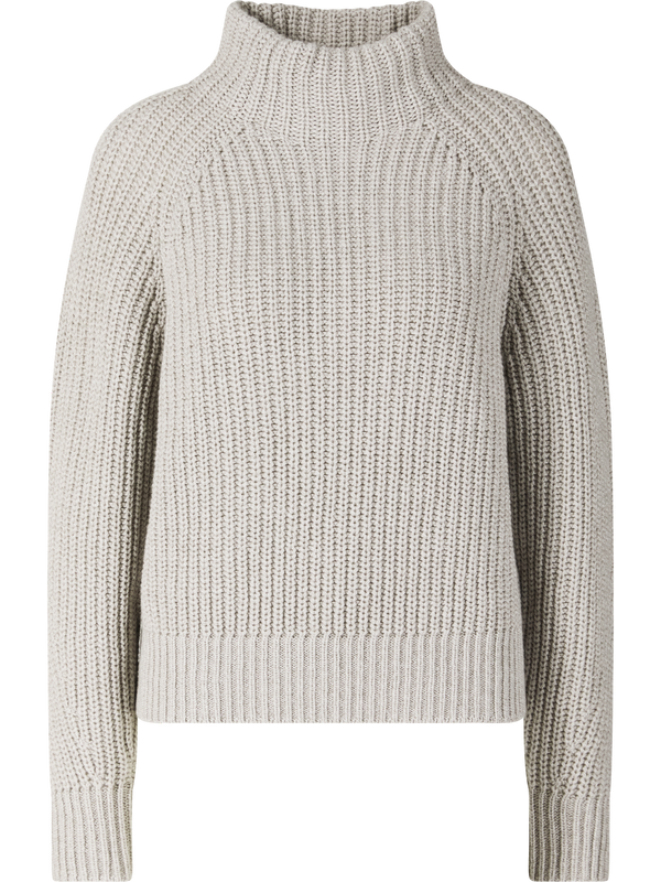 'Bardelia' cashmere jumper with a stand-up collar in pebble grey