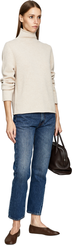 Cashmere-Pullover mit Stehkragen Beige