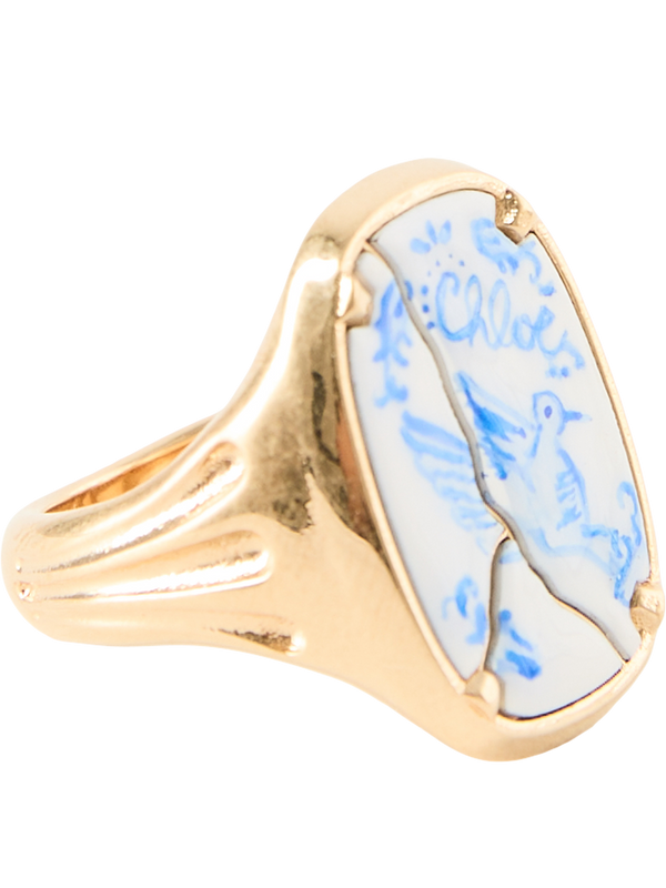 'Hummingbird Ceramic' Gold Ring