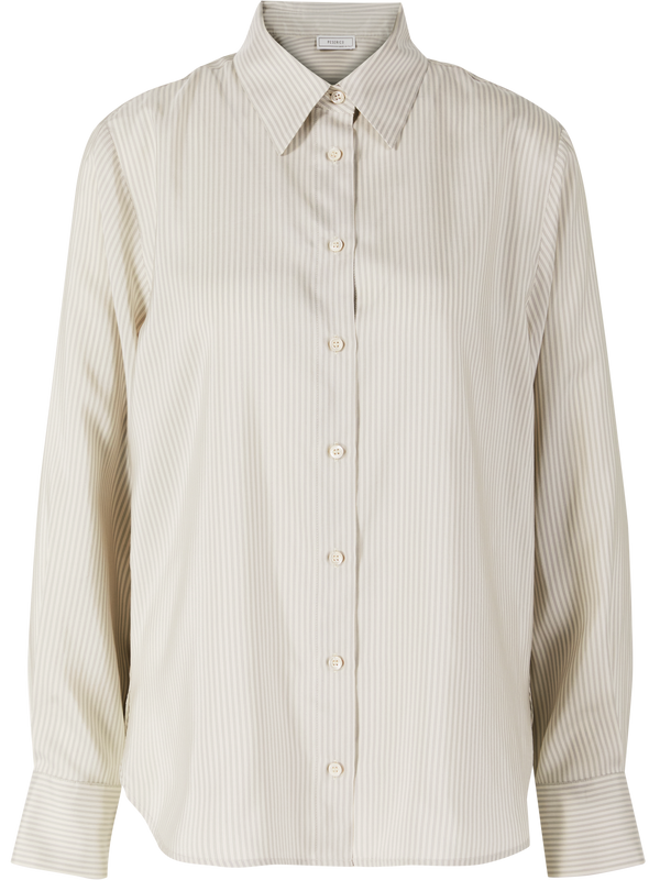 Light Grey Striped Silk Blouse