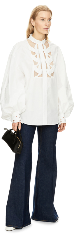 Bluse 'Luna' mit Vogelapplikationen Weiß