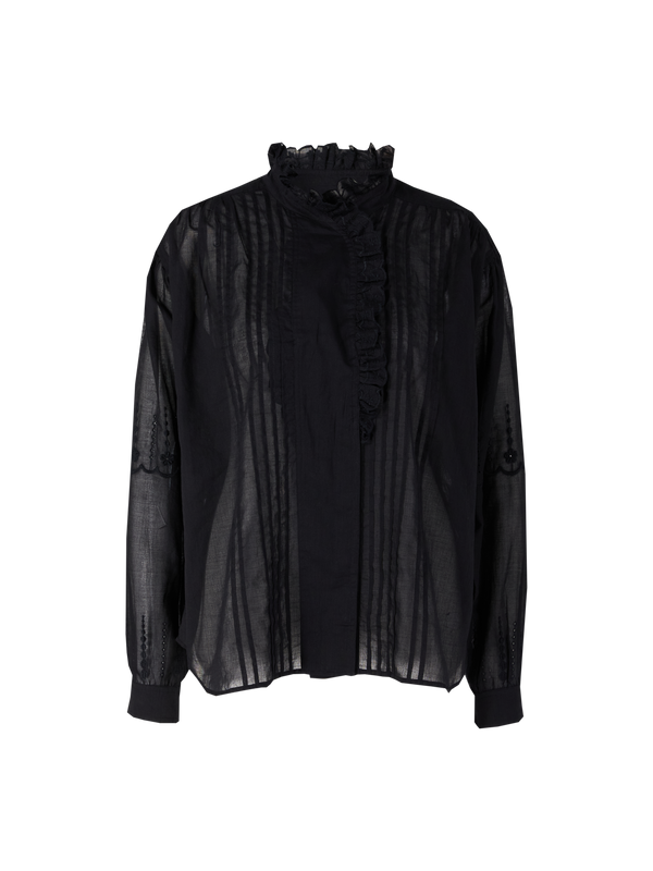 Bestickte Bluse 'Leota' Schwarz
