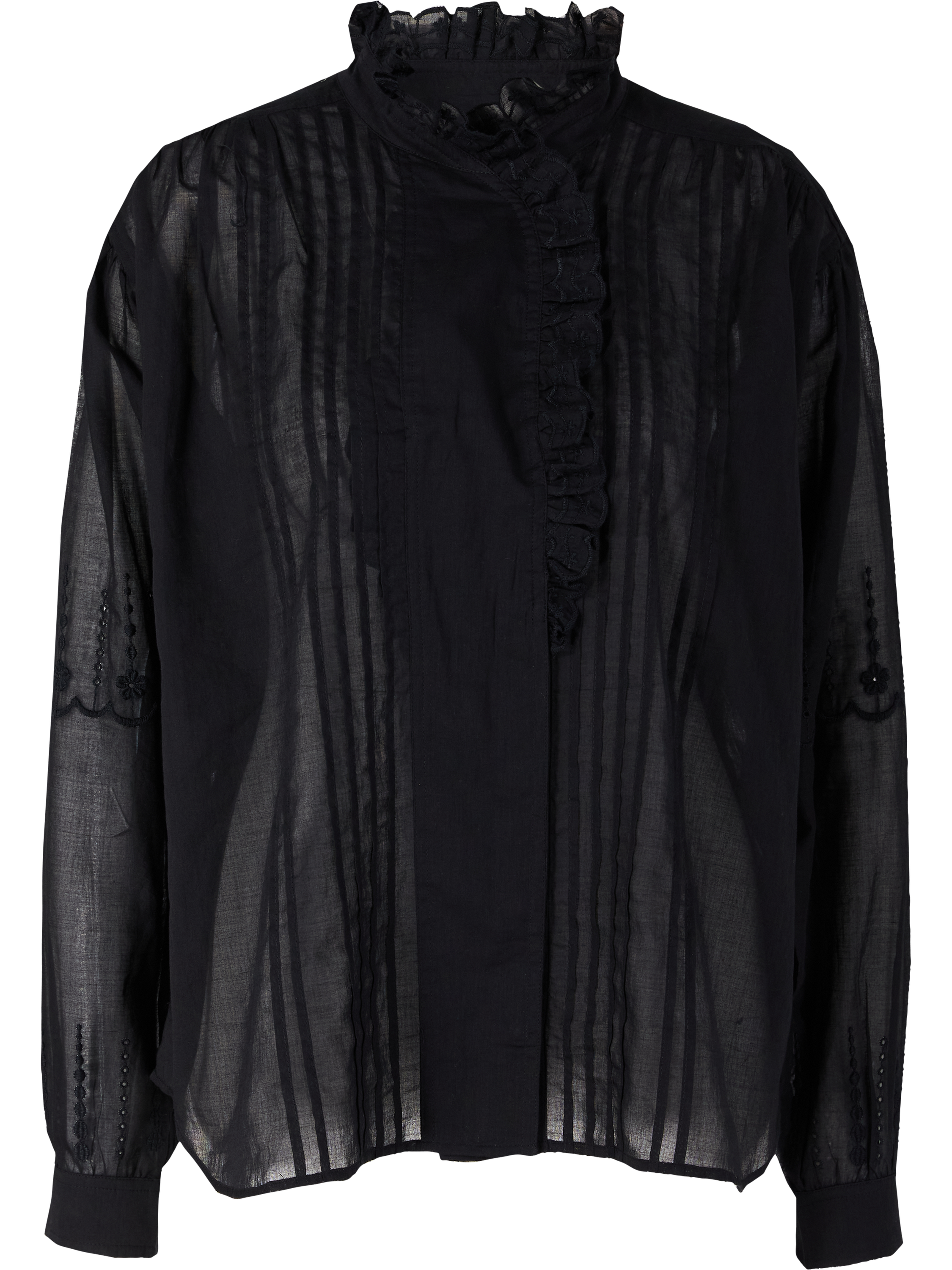 'Leota' Black Embroidered Blouse