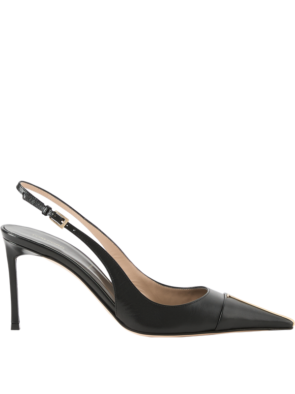 Slingback-Pumps mit T-Detail Schwarz