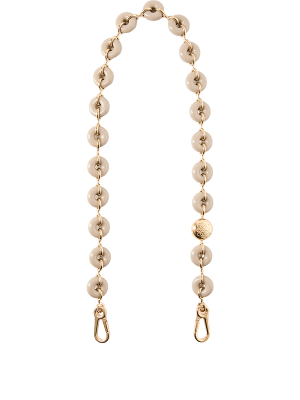 Chain strap with patterned doughnut charm – beige