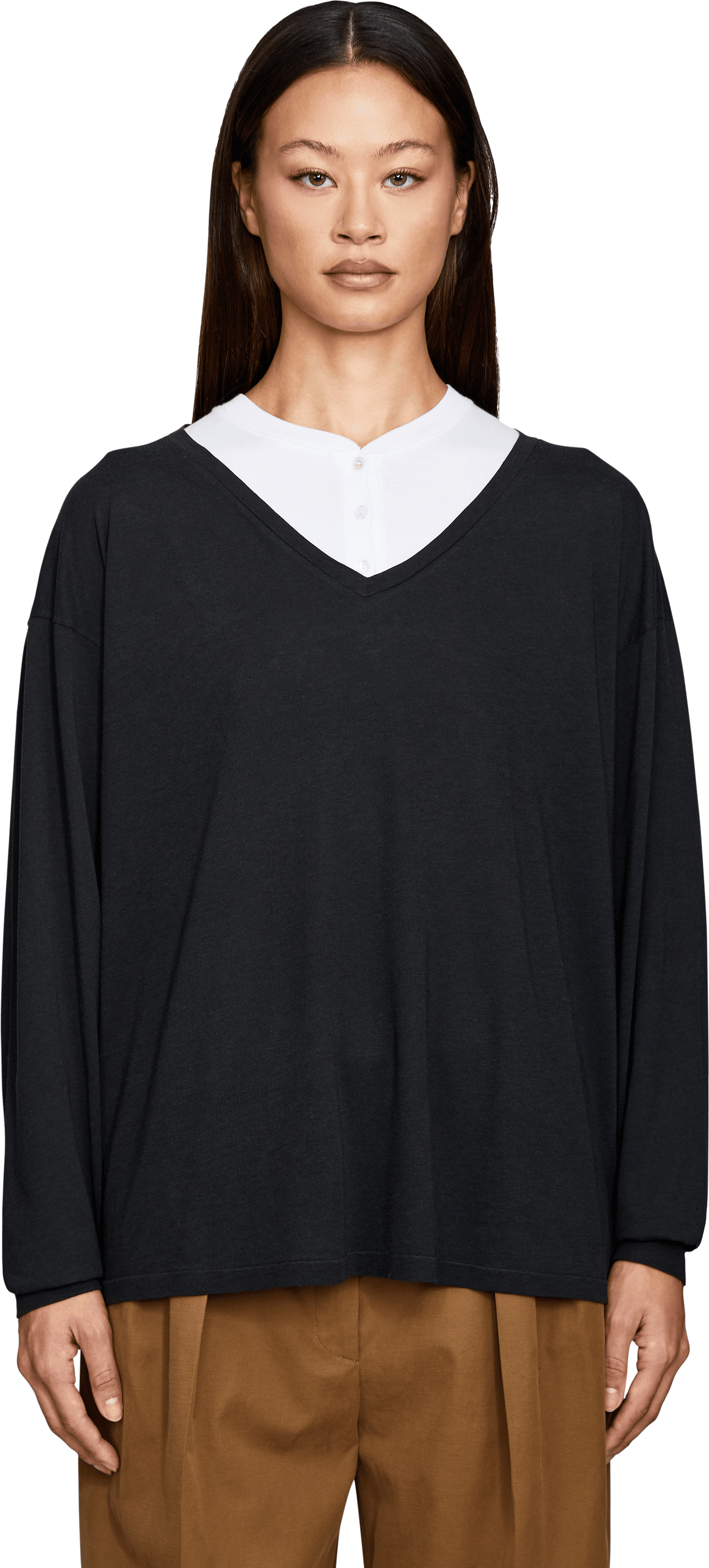 The Row 'Birket' long-sleeved T-shirt, black, Front view – UNGER.DE