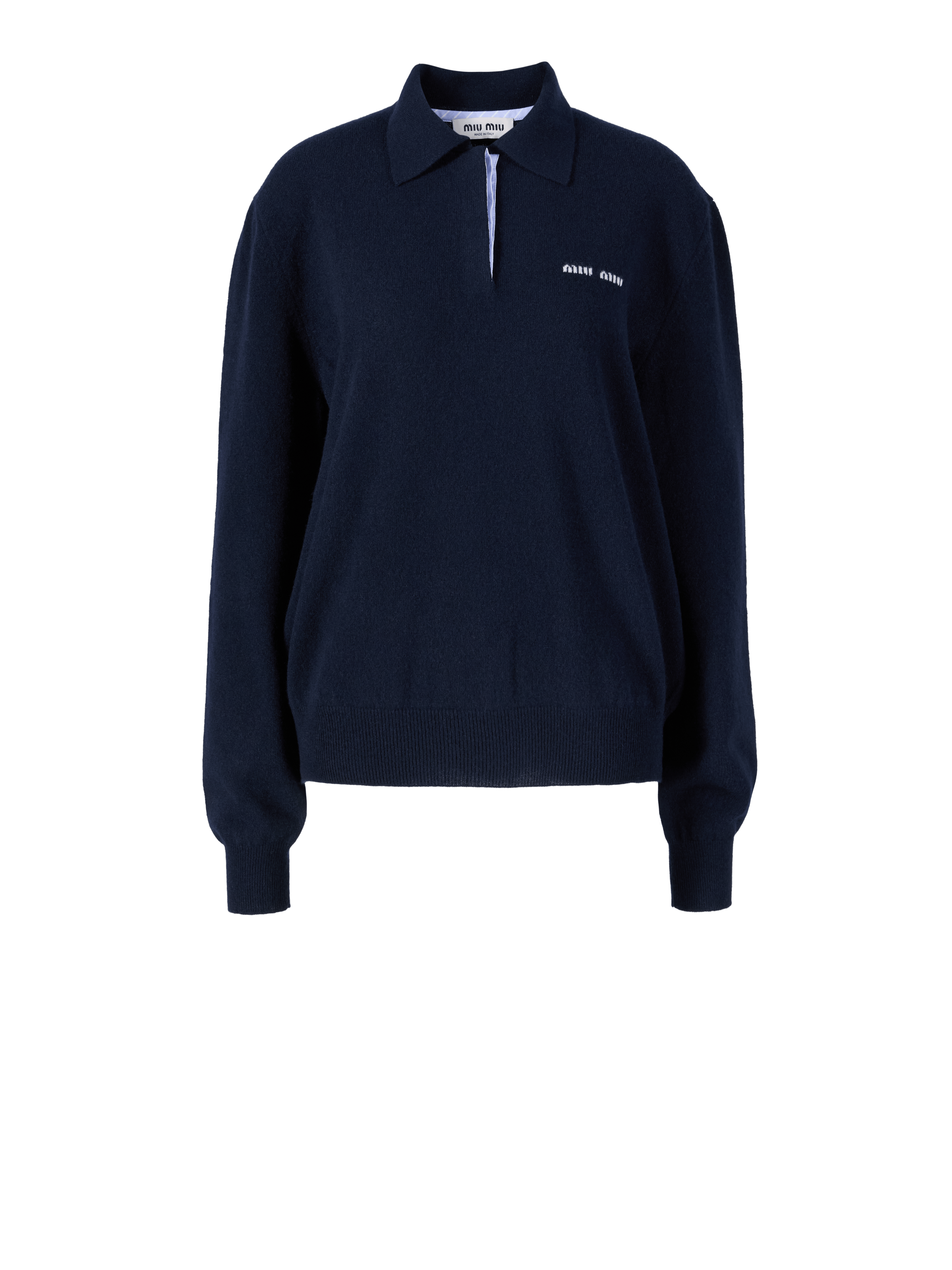 Cashmere polo jumper navy blue