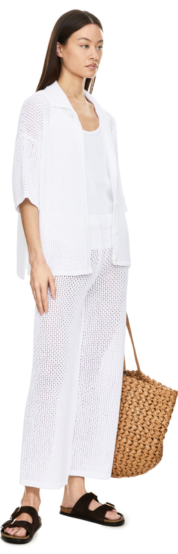 Stoffhose 'Belenza' mit Lochstruktur Bianco