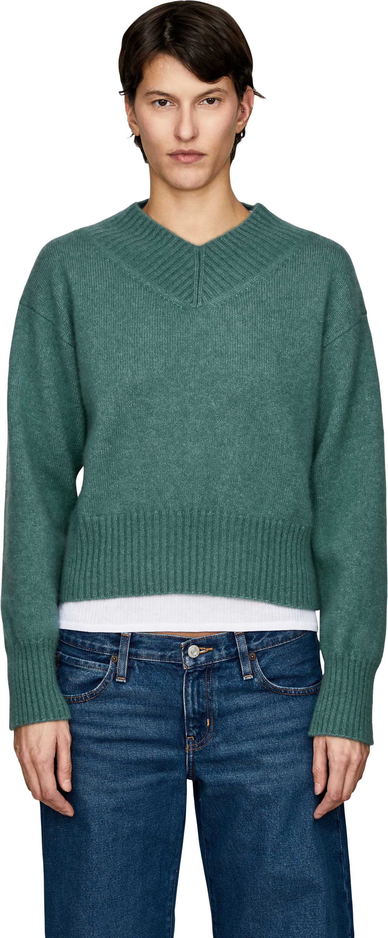 Iris von Arnim 'Kendra' Farn cashmere and silk jumper, Front view – UNGER.DE