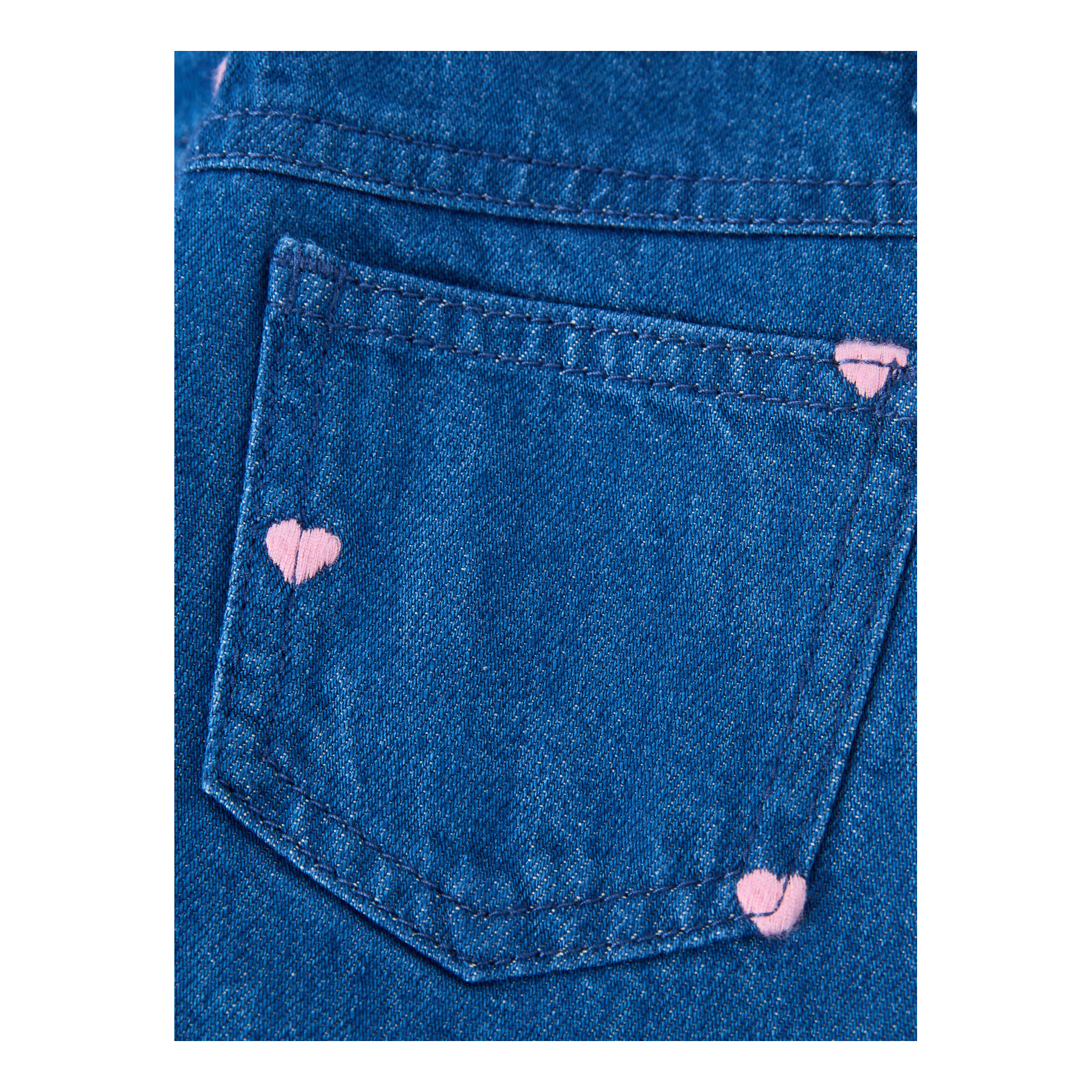 The New Society Denim-Shorts 'Hearts Light' Mittelblau, Frontansicht – UNGER.DE