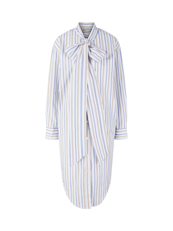 Gestreiftes Blusenkleid mit Schluppe Blau