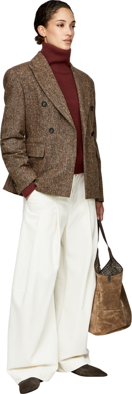 Blazer aus Schurwoll-Donegal mit Monili Braun